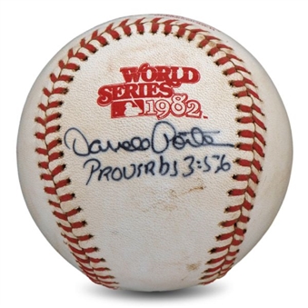 Darrell Porter Signed & Inscribed 1982 World Series Game Used Baseball (Mears)